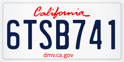 CA license plate 6TSB741