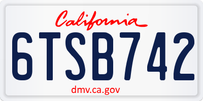 CA license plate 6TSB742