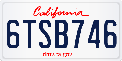 CA license plate 6TSB746