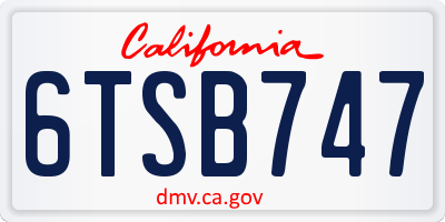 CA license plate 6TSB747