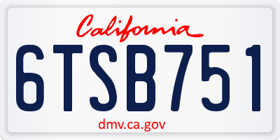 CA license plate 6TSB751