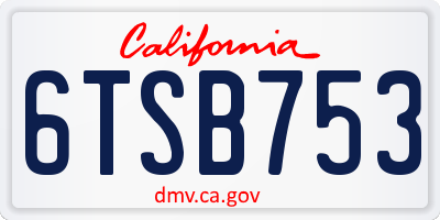 CA license plate 6TSB753