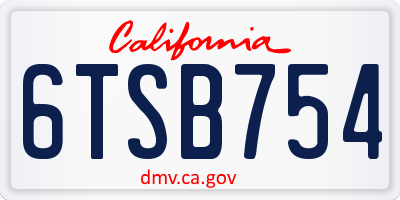 CA license plate 6TSB754