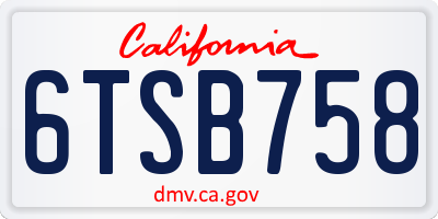 CA license plate 6TSB758