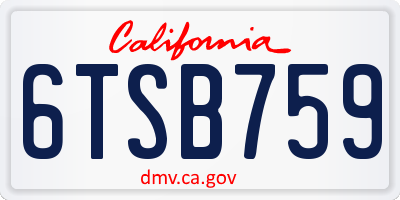 CA license plate 6TSB759