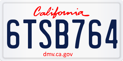 CA license plate 6TSB764