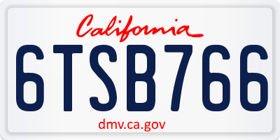 CA license plate 6TSB766