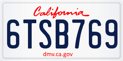 CA license plate 6TSB769