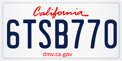 CA license plate 6TSB770