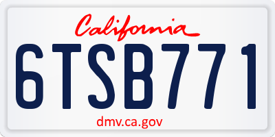 CA license plate 6TSB771