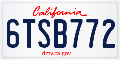 CA license plate 6TSB772