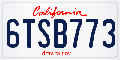 CA license plate 6TSB773