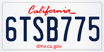 CA license plate 6TSB775