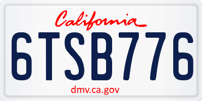 CA license plate 6TSB776