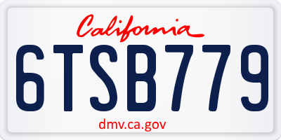 CA license plate 6TSB779