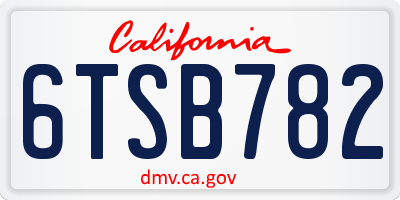 CA license plate 6TSB782