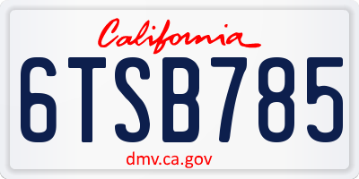 CA license plate 6TSB785