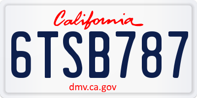 CA license plate 6TSB787