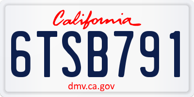 CA license plate 6TSB791