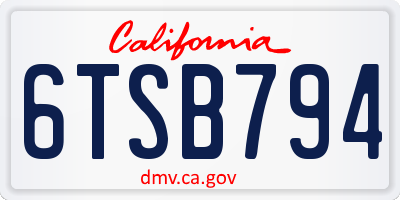 CA license plate 6TSB794