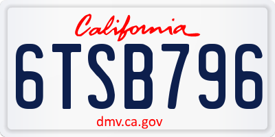 CA license plate 6TSB796