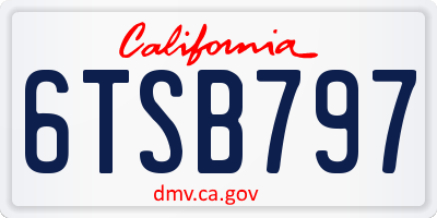 CA license plate 6TSB797