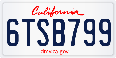 CA license plate 6TSB799