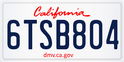 CA license plate 6TSB804