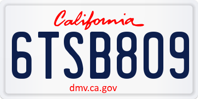 CA license plate 6TSB809