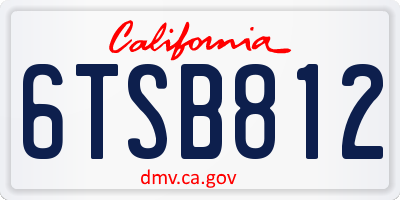 CA license plate 6TSB812