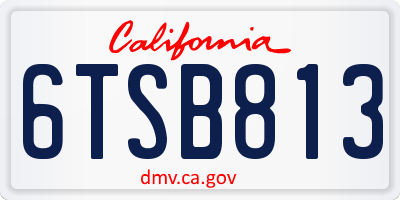CA license plate 6TSB813
