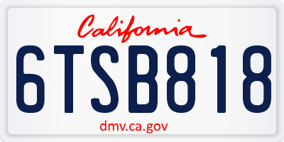 CA license plate 6TSB818