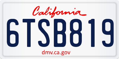 CA license plate 6TSB819