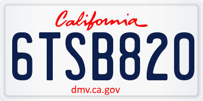 CA license plate 6TSB820