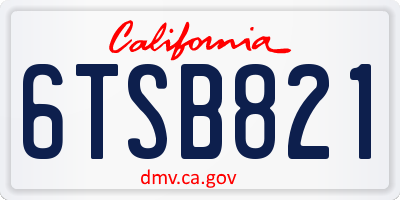 CA license plate 6TSB821