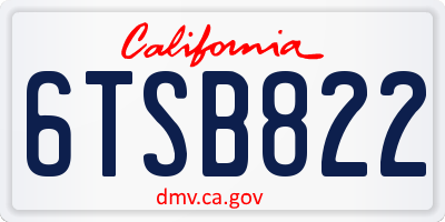 CA license plate 6TSB822