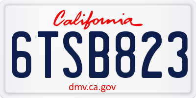 CA license plate 6TSB823
