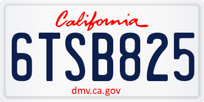 CA license plate 6TSB825