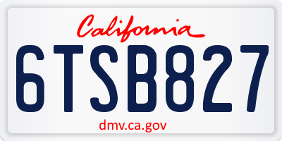 CA license plate 6TSB827
