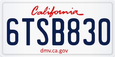 CA license plate 6TSB830