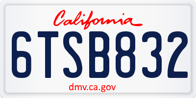 CA license plate 6TSB832