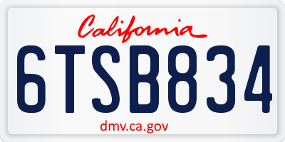 CA license plate 6TSB834