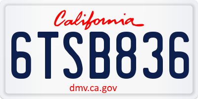 CA license plate 6TSB836