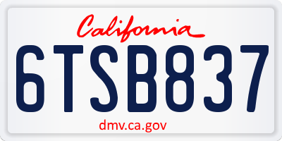 CA license plate 6TSB837
