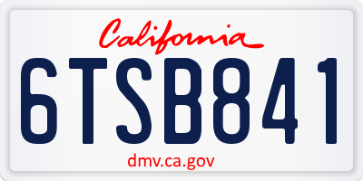 CA license plate 6TSB841