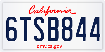 CA license plate 6TSB844