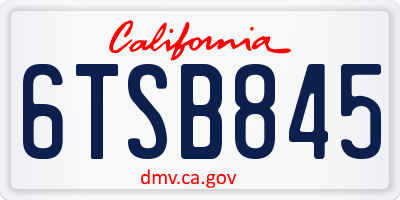 CA license plate 6TSB845