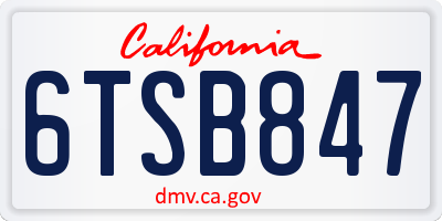 CA license plate 6TSB847