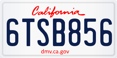 CA license plate 6TSB856