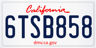 CA license plate 6TSB858